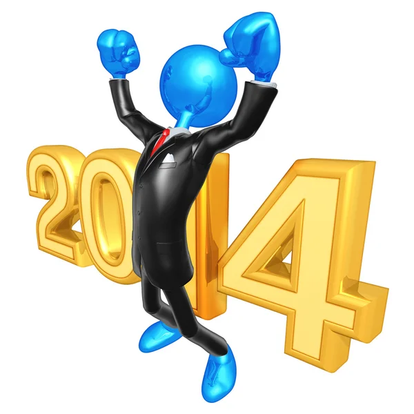 New Year 2014 Gold  businessman — Stock Photo, Image